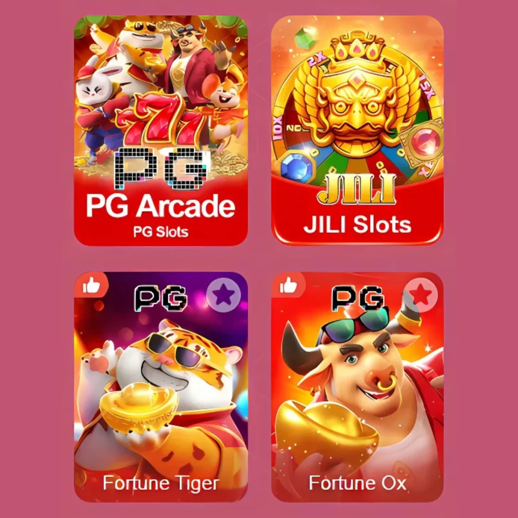 Popular slot games like PG Arcade, JILI Slots, and Fortune Ox at 14vin Casino