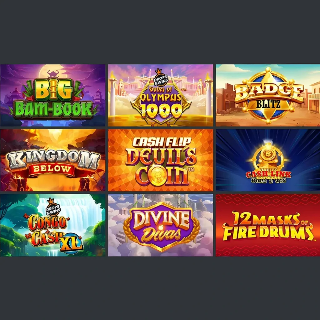  21Prive Casino game thumbnails including Big Bam Book, Gates of Olympus, and Divine Divas.