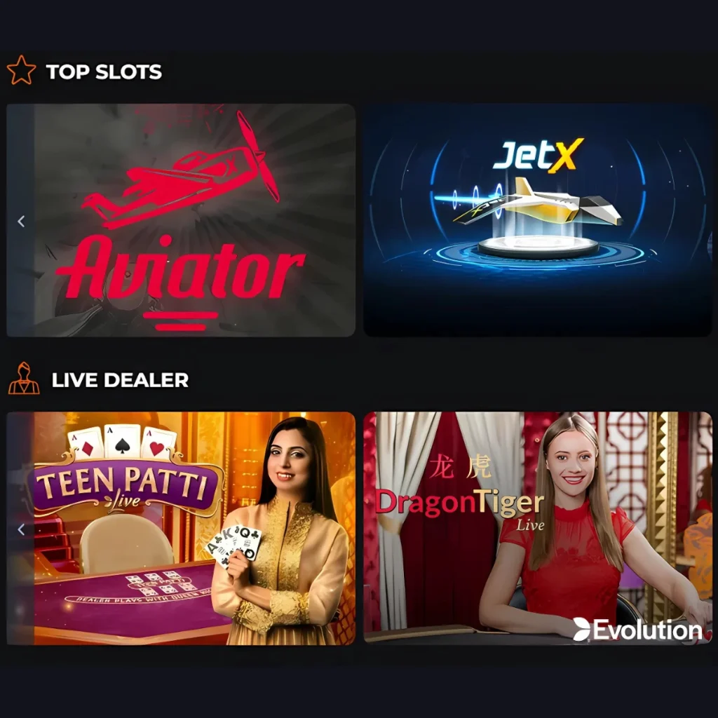 9winz Casino top slots and live dealer games including Aviator and Teen Patti