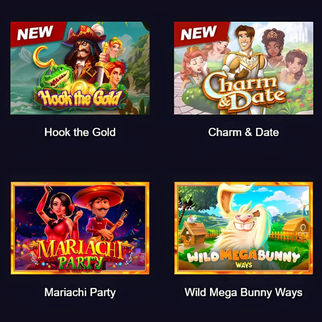 ACR Casino new slot games: Hook the Gold, Charm & Date, Mariachi Party, Wild Mega Bunny Ways.