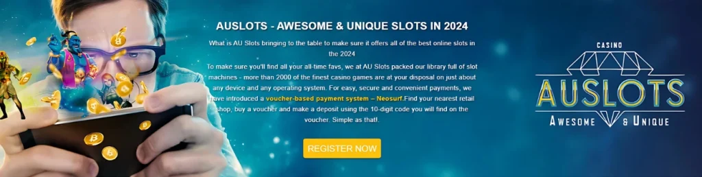 AU Slots Casino promotion highlighting awesome and unique slots in 2024