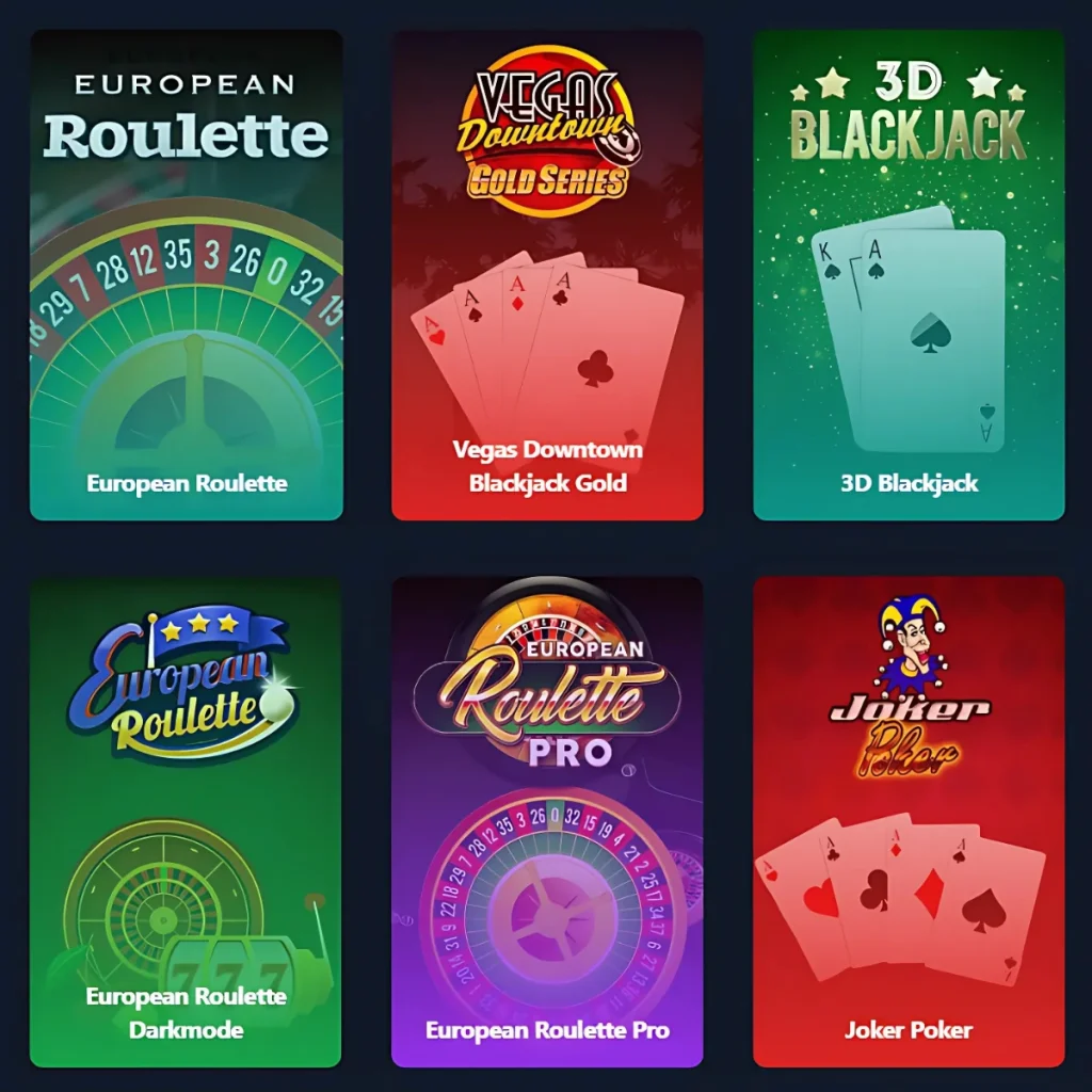 Ace Lucky Casino featuring roulette, blackjack, and poker game options