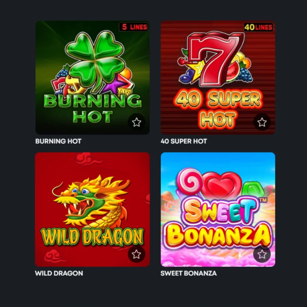 Adjarabet Casino showcasing slot games like Burning Hot, 40 Super Hot, and Sweet Bonanza