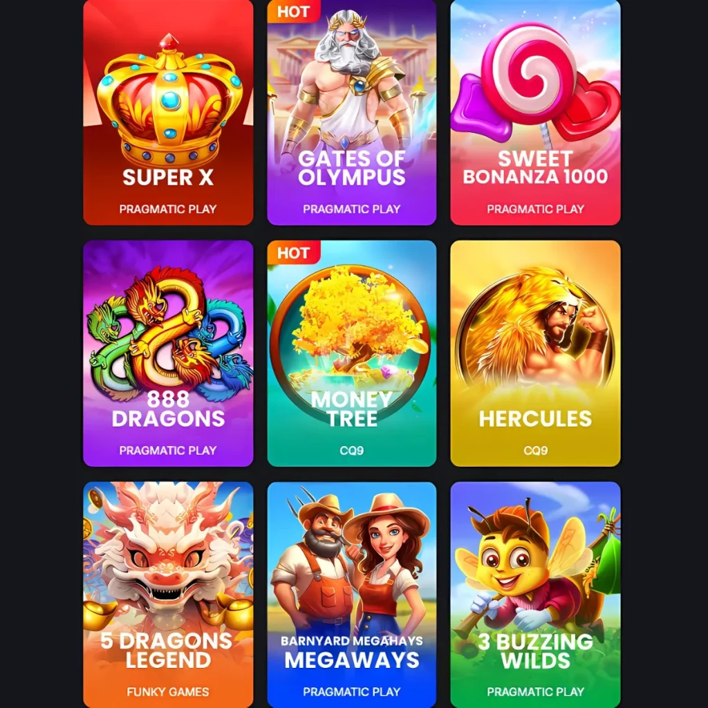 Slot games like Super X, Gates of Olympus, and Hercules at Afun Casino.