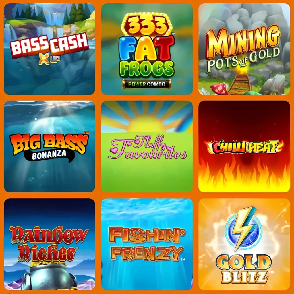 Popular slot games like Big Bass Bonanza and Gold Blitz featured at Aladdin Slots Casino