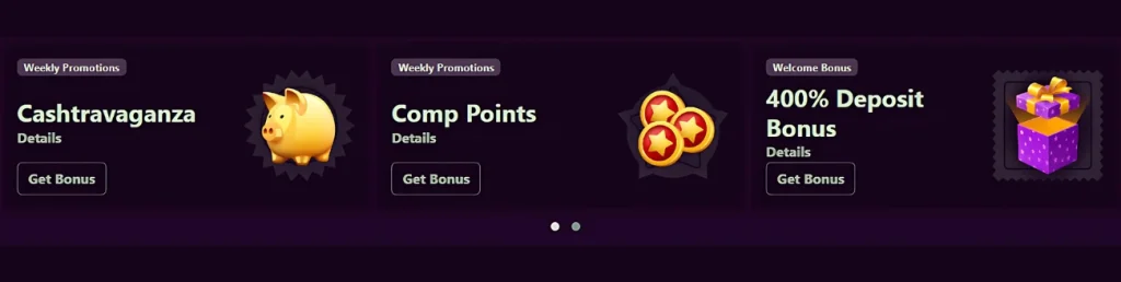 Avantgarde Casino promotions, including a 400% deposit bonus