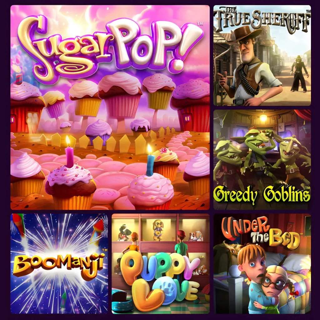 Popular slot games at Avantgarde Casino, featuring Sugar Pop and others