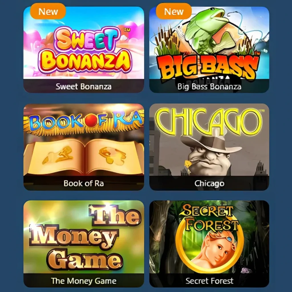 AzimutCasino slot games including Sweet Bonanza, Big Bass Bonanza, and more