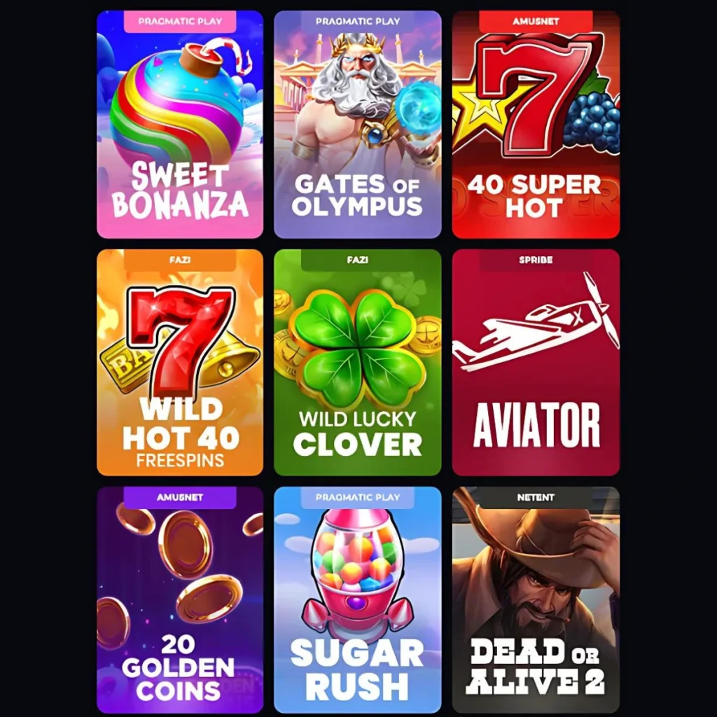 Grid of popular games at 365.rs Casino, featuring Sweet Bonanza and Aviator.