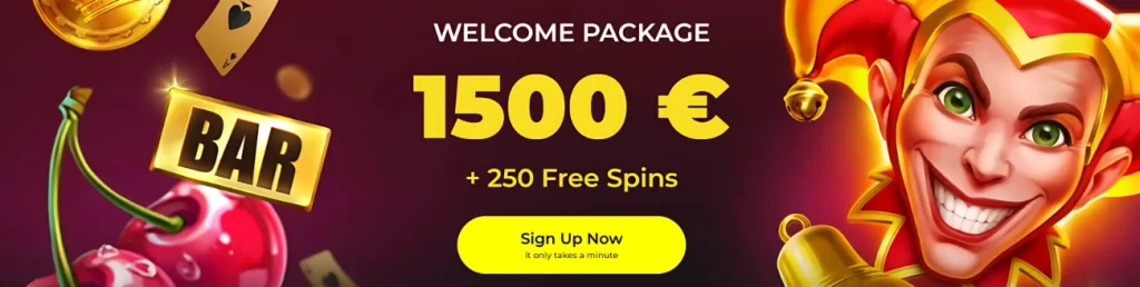 BDM Bet Casino welcome package with €1500 and 250 free spins.