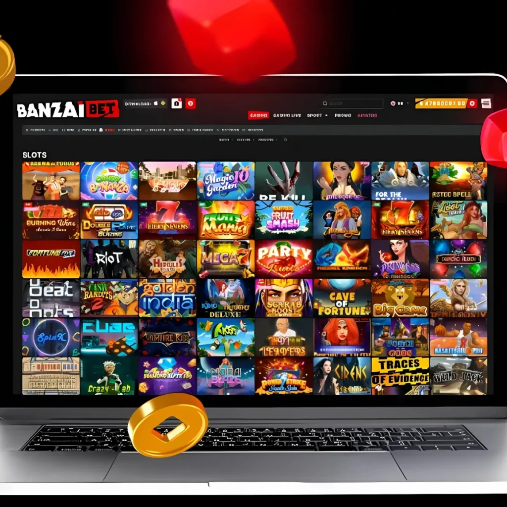 BanzaiBet Casino game selection displayed on laptop screen