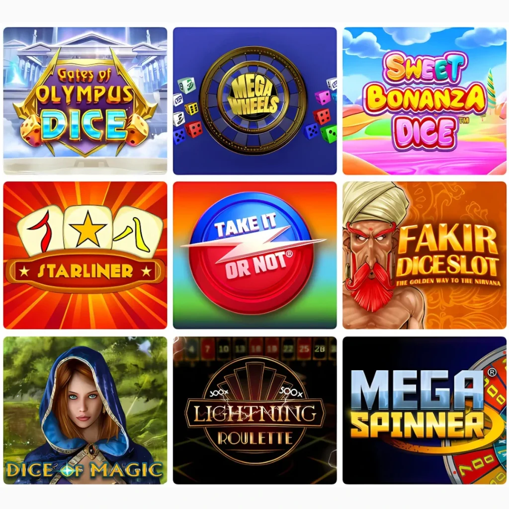 Popular games at BeCasino, including Gates of Olympus and Mega Spinner