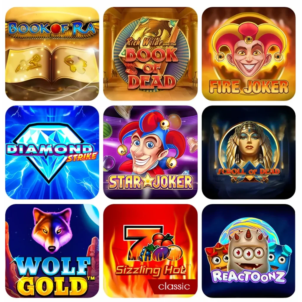 Popular slot games selection at Beep Beep Casino