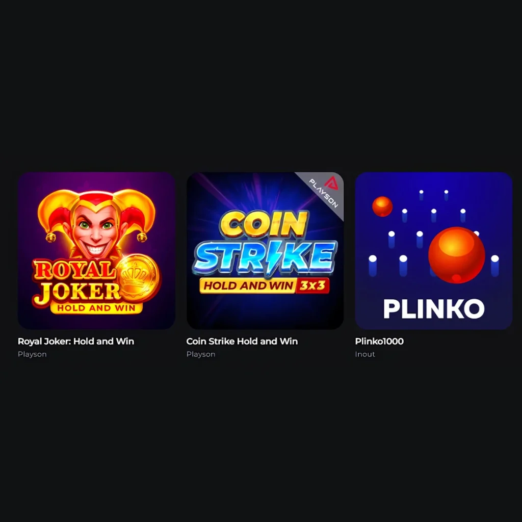 BetOnRed Casino games: Royal Joker, Coin Strike, and Plinko1000