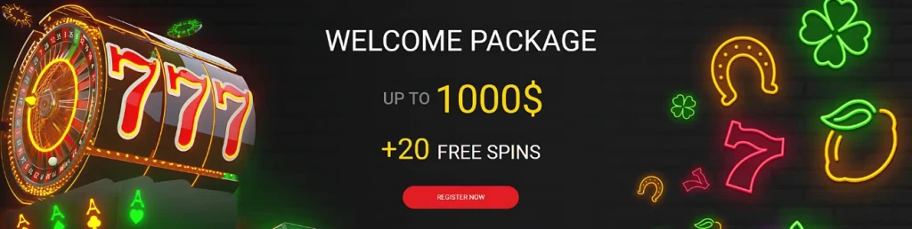 Betonic Casino welcome package with $1000 bonus and 20 free spins