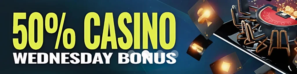 BetToGoal Casino offers a 50% Wednesday bonus for players.