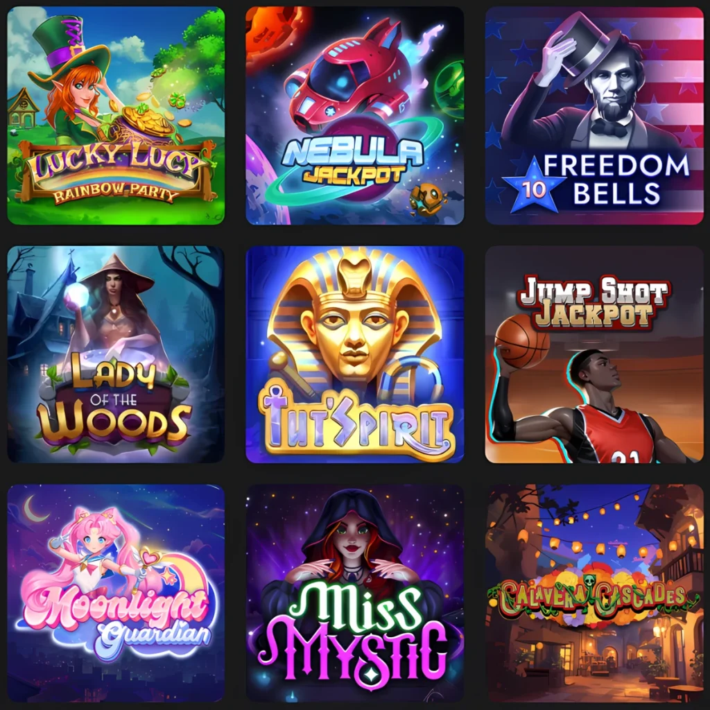 Popular games at BetWhale Casino, including Lady of the Woods and Tut Spirit.