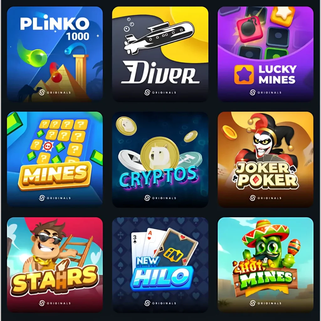 Betspino Casino game selection, featuring Plinko and Joker Poke