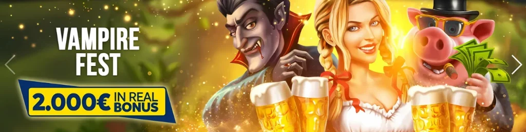 Bettime Casino Vampire Fest promo offering €2,000 real bonuses.