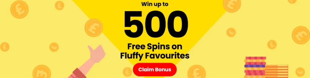 Bezy Casino promotion offering 500 free spins on Fluffy Favourites