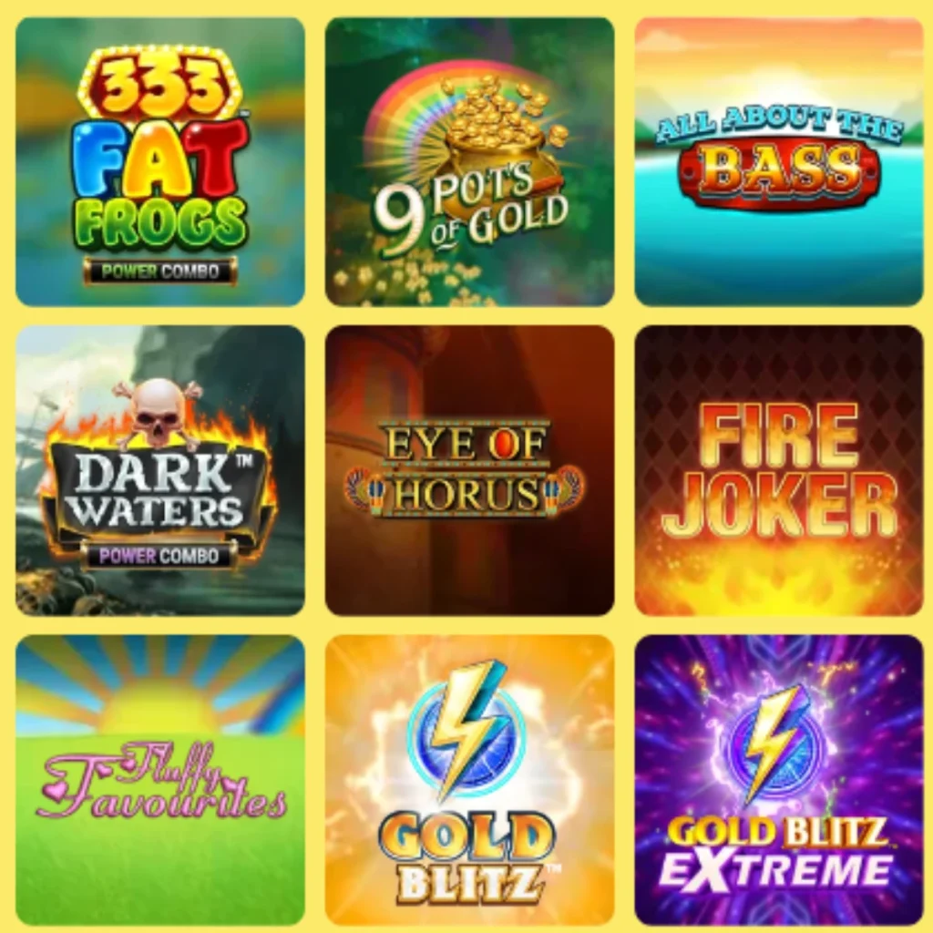 Bezy Casino game selection including popular slots like Fire Joker