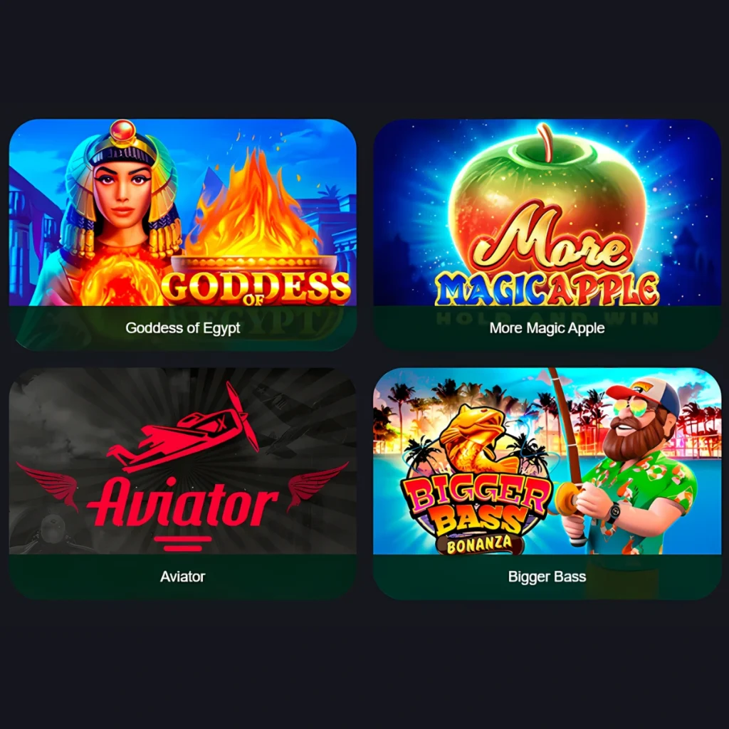 BiamoBet Casino games featuring Goddess of Egypt and Aviator