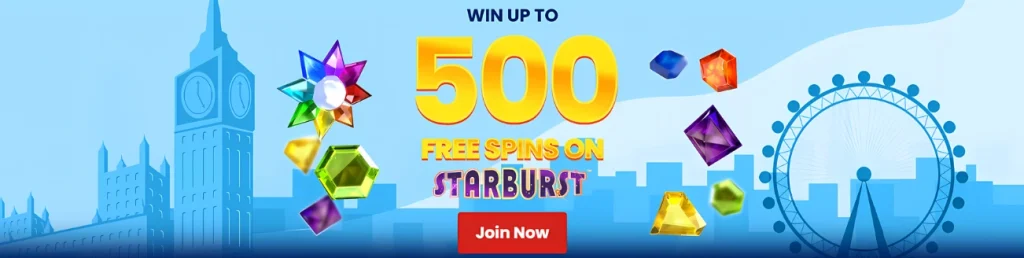 Big Ben Slots promotion: Win up to 500 free Starburst spins.